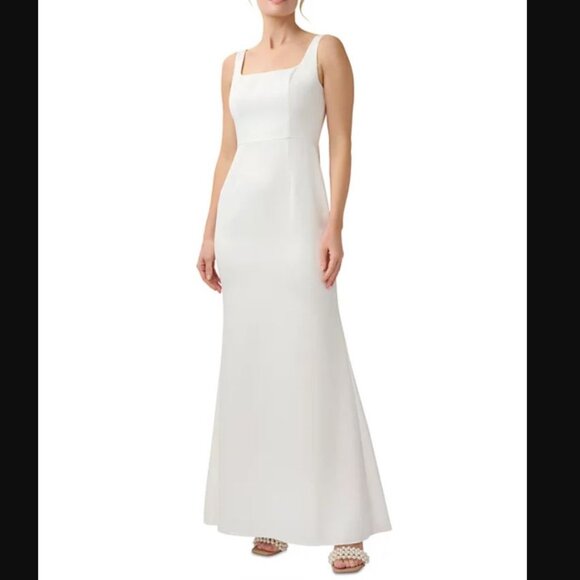 LAUNDRY Sleeveless Square Neck Mermaid Gown Ivory 12 Wedding Gown Dress - Picture 4 of 4